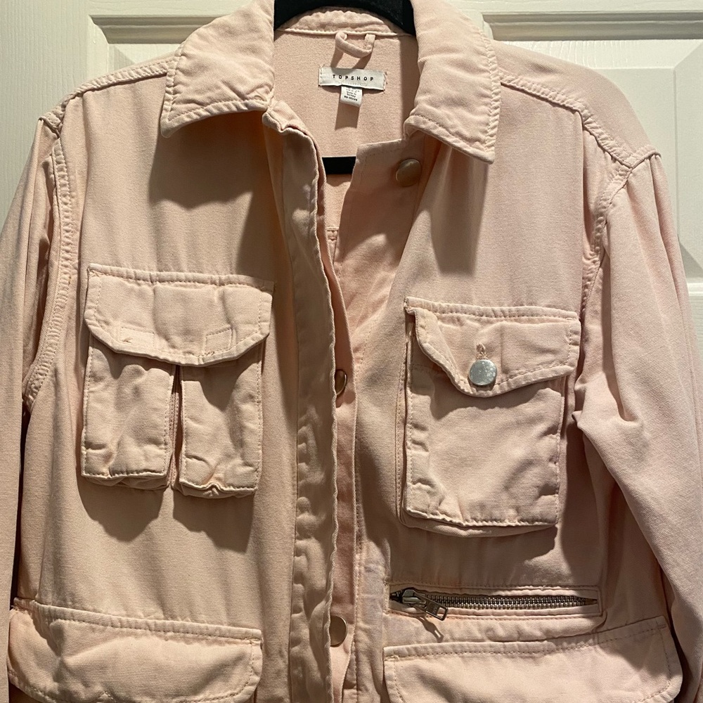 Top Shop jacket baby pink. Size 02. Cargo style. Nordstrom. Like new